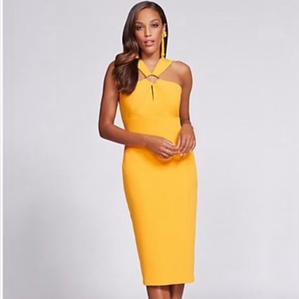 New York & Company x Gabrielle Union Yellow Midi Dress